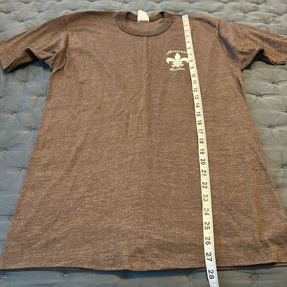 VTG Single Stitch Women’s Slim T-Shirt Montreal Quebec Canada Heather Brown XL - Picture 7 of 8